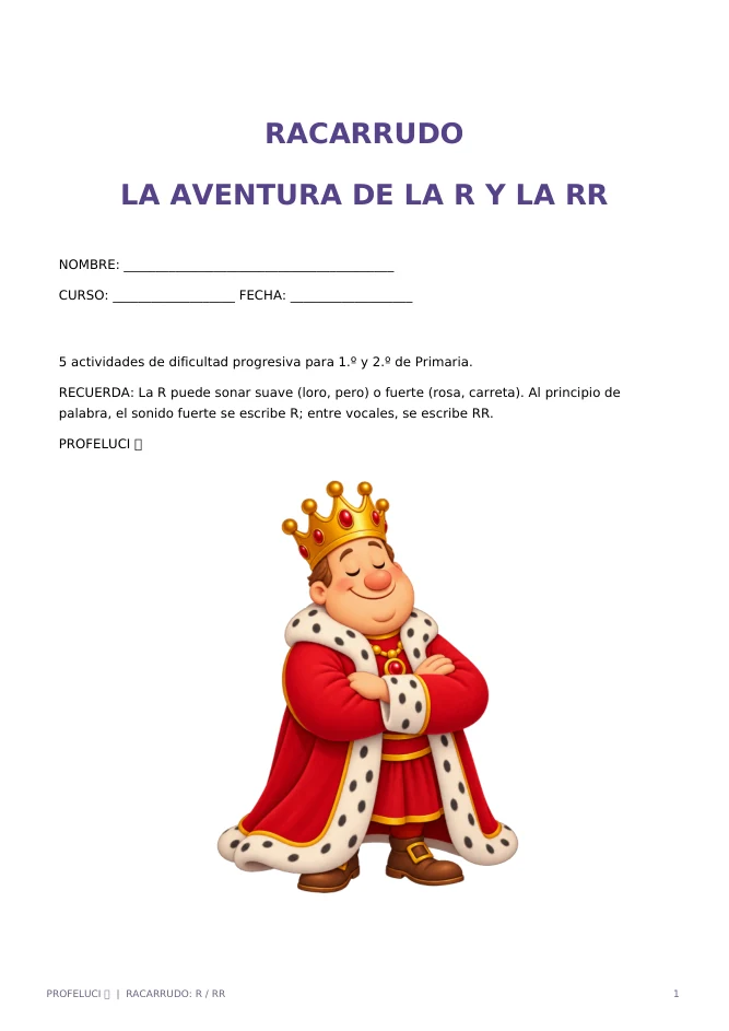 Racarrudo, página 1: Portada y presentación