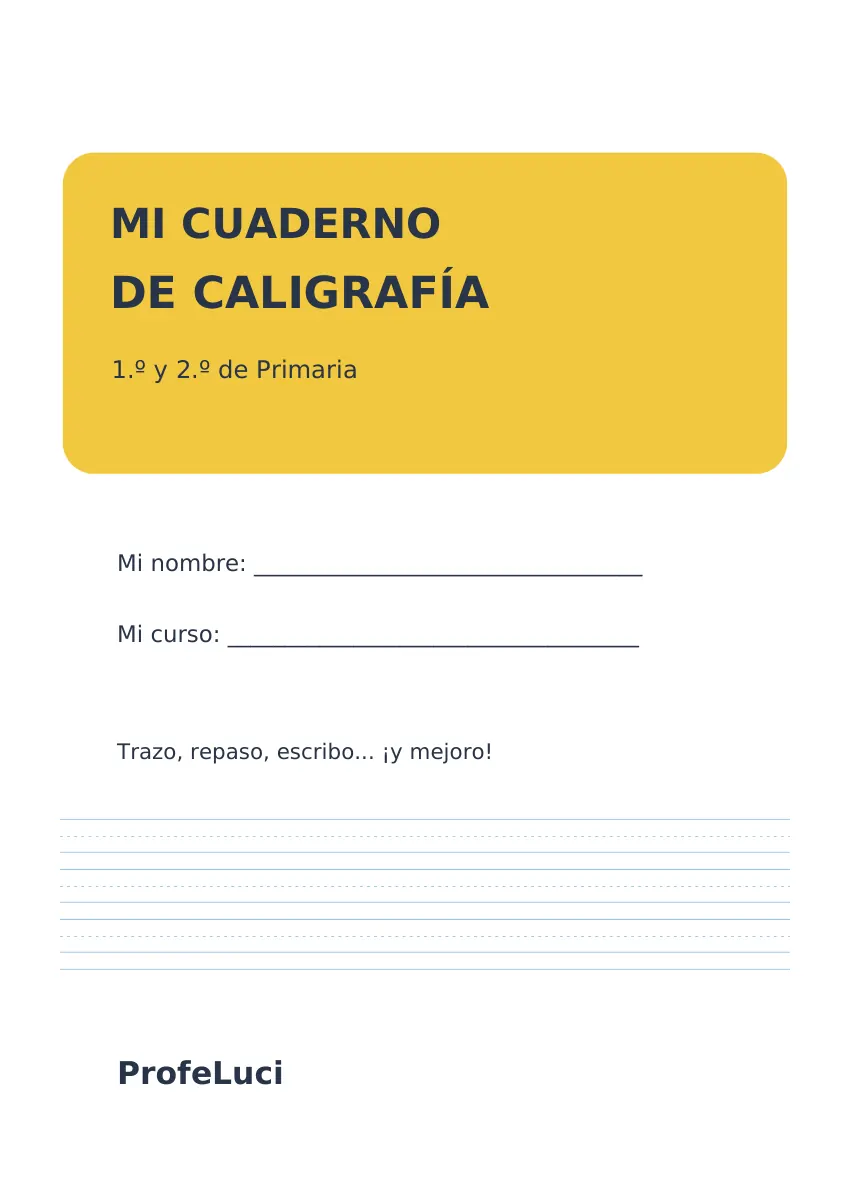 Portada de Mi cuaderno de caligrafía de Profe Luci