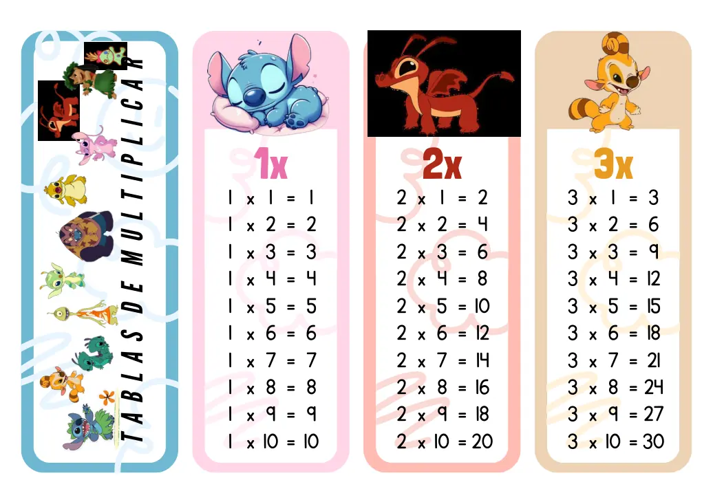 Vista previa de Tablas de multiplicar del 1 al 10 para imprimir
