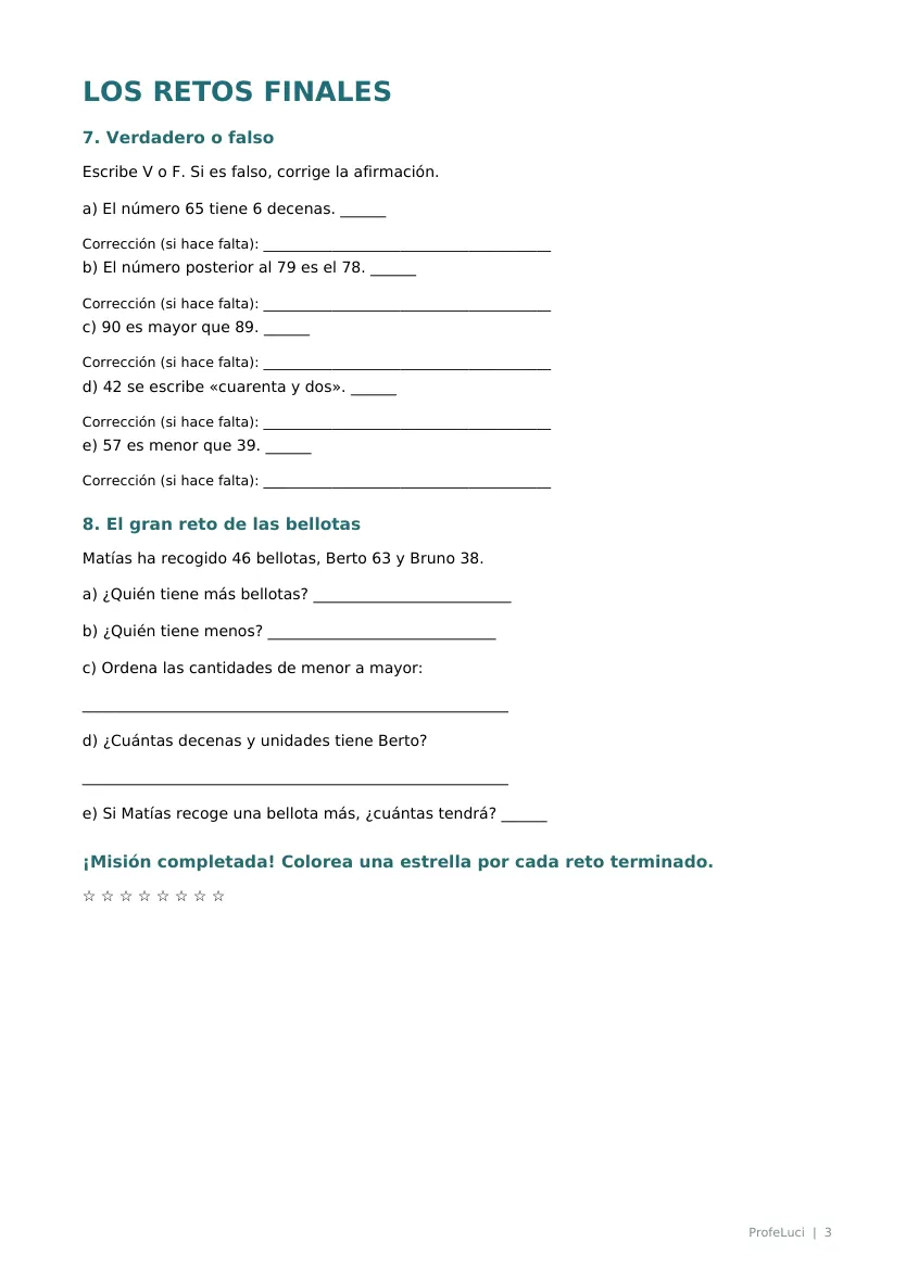 Vista previa de la página 3 de la ficha de los números hasta el 99