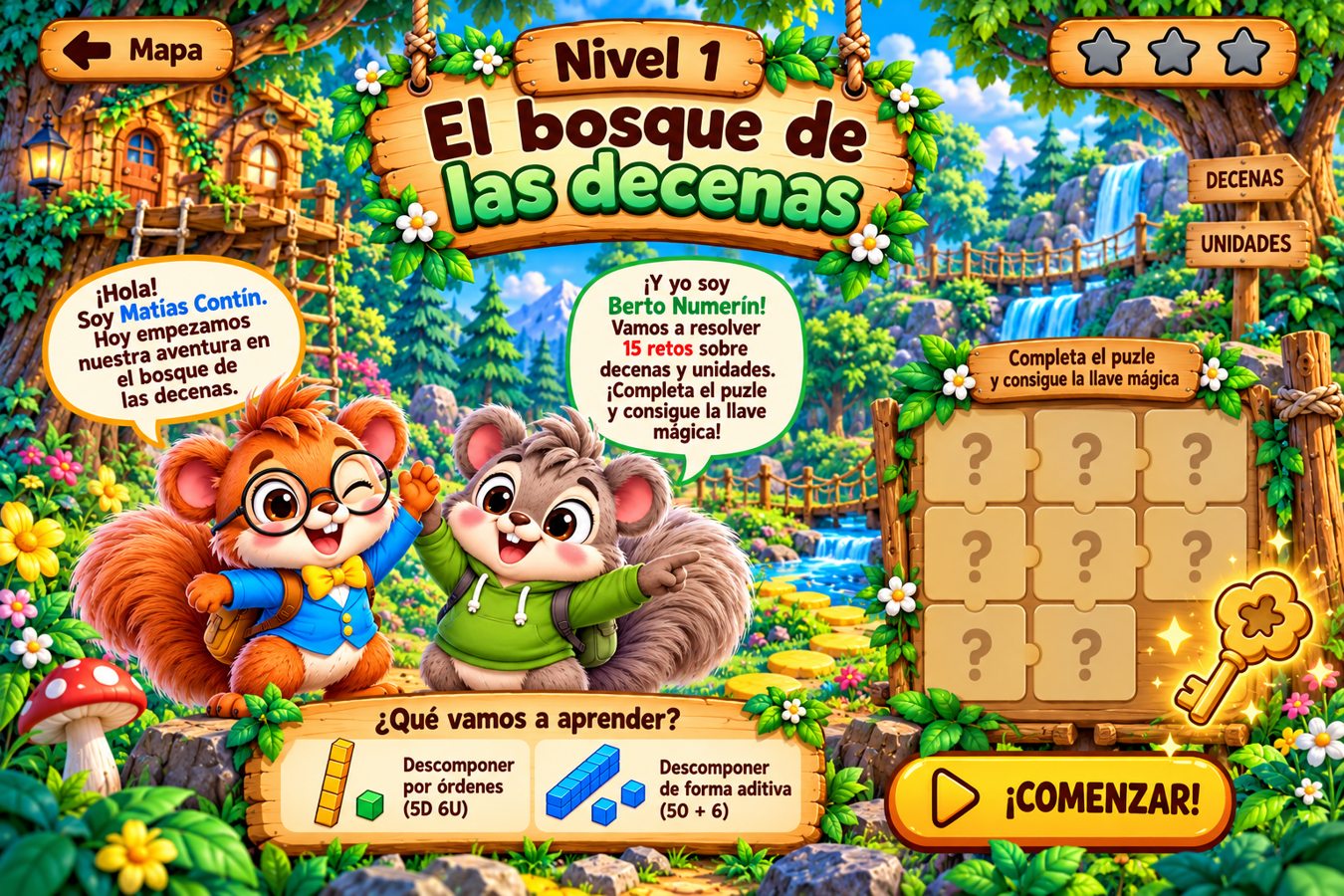 Entrada ilustrada del bosque de las decenas