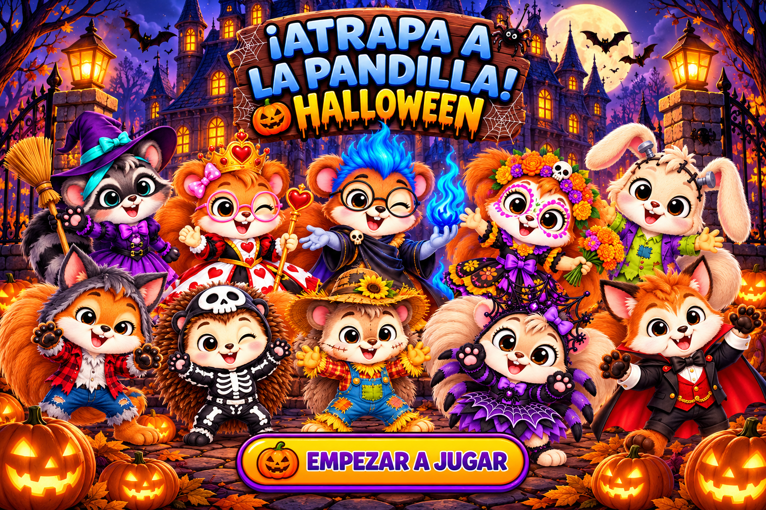 ¡Atrapa a la pandilla! Halloween. Los diez personajes ante la mansión encantada